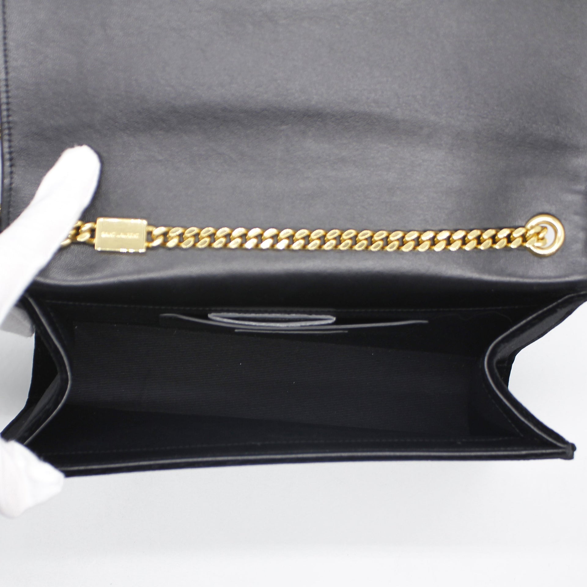 Velvet Medium Monogram Kate Tassel Shoulder Bag Black