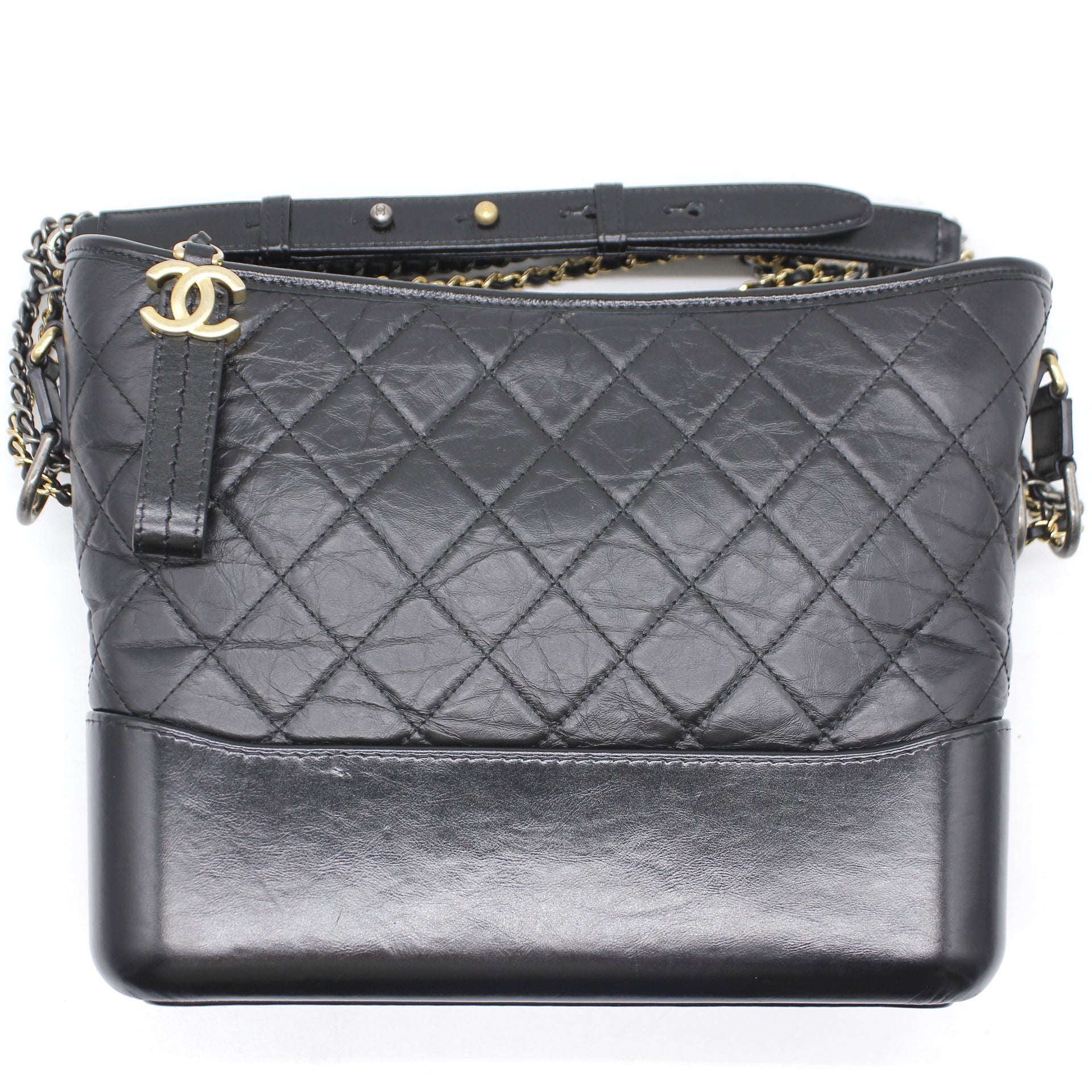 Chanel Black Quilted Aged Calfskin Leather Gabrielle Hobo Bag