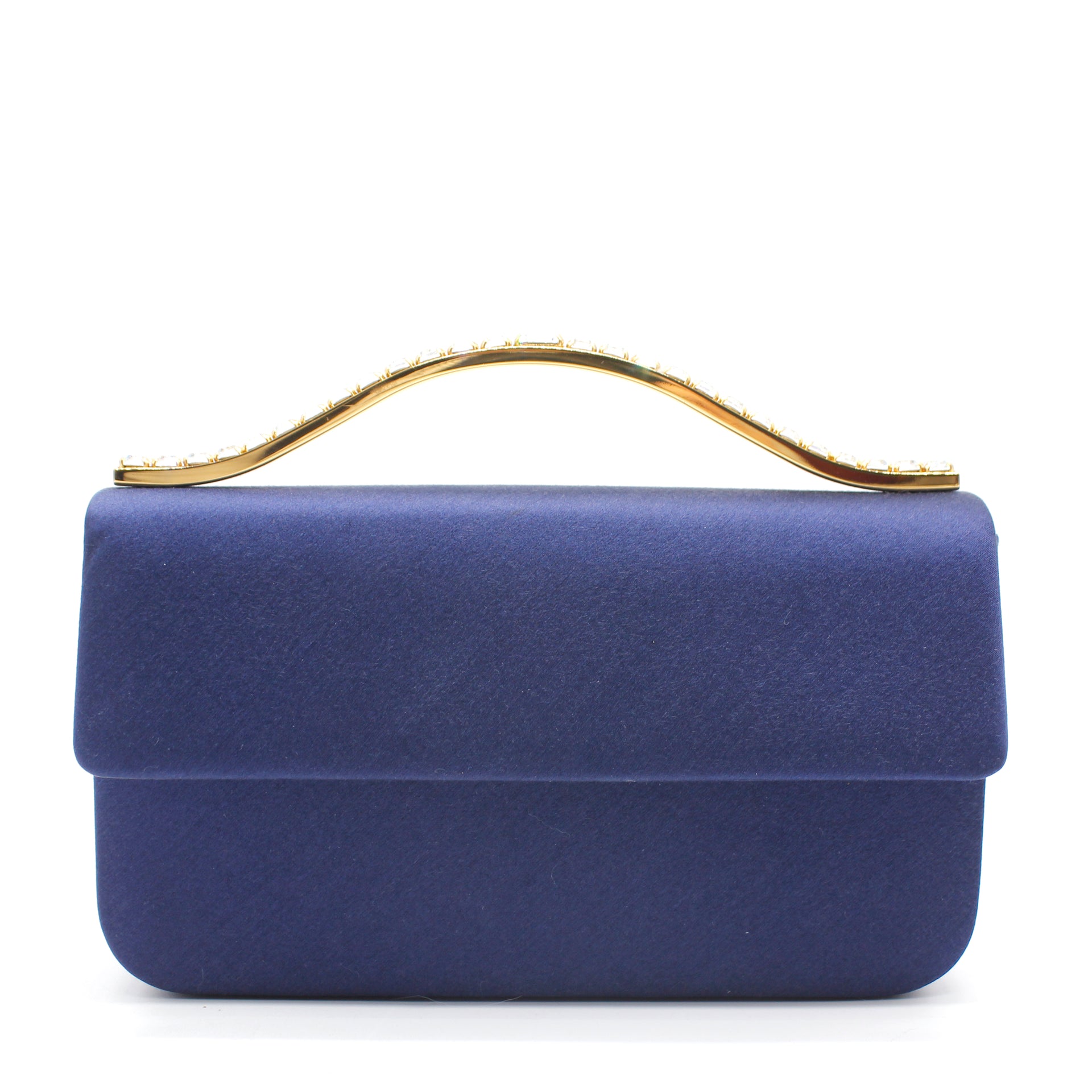 Blue Silk Crystal Handle Evening Bag