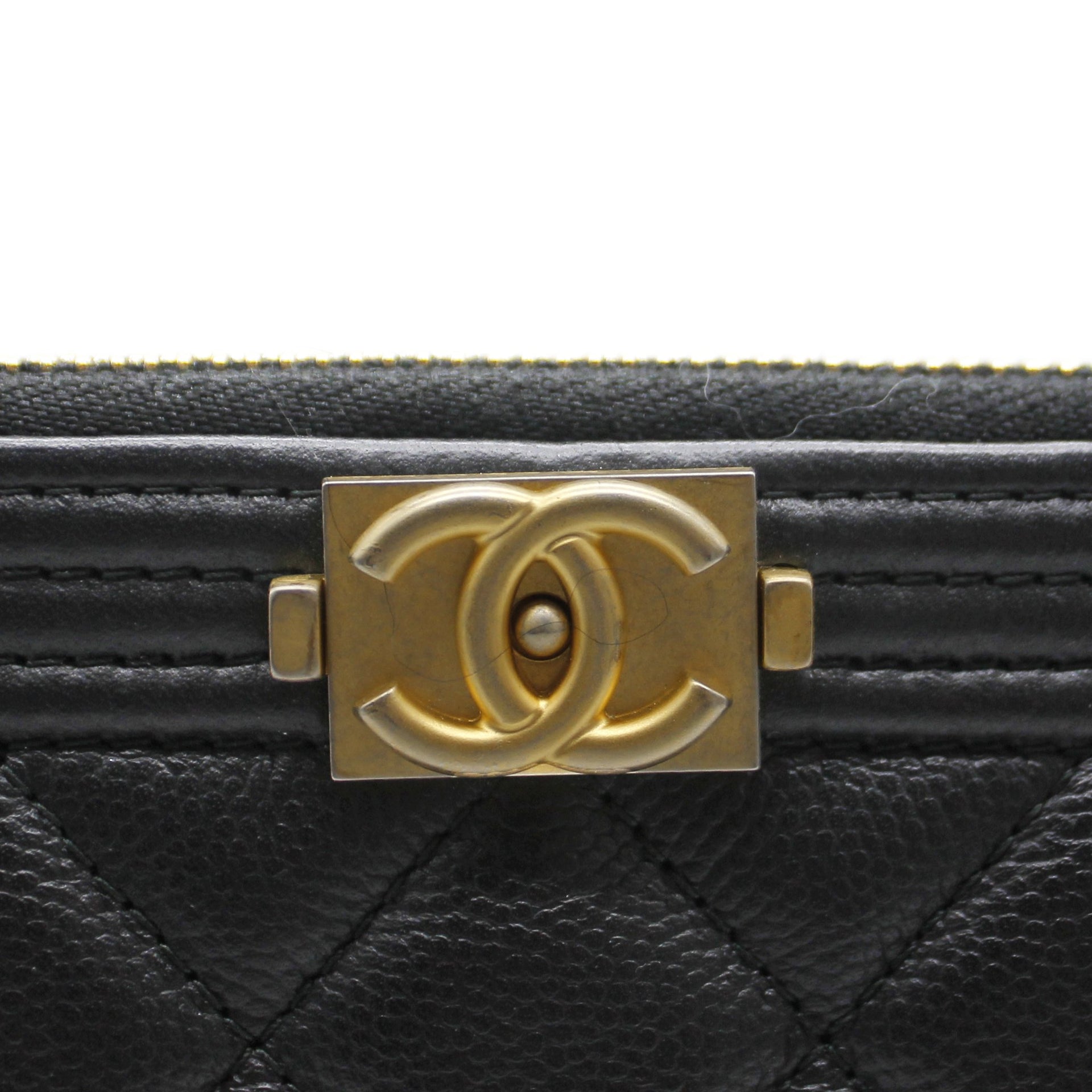 CHANEL 2016 GOLDEN CLASS O-CASE LARGE QUILTED CAVIAR LEATHER