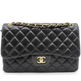 Chanel Lambskin Quilted Jumbo Double Flap Black