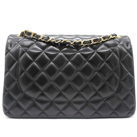 Chanel Lambskin Quilted Jumbo Double Flap Black