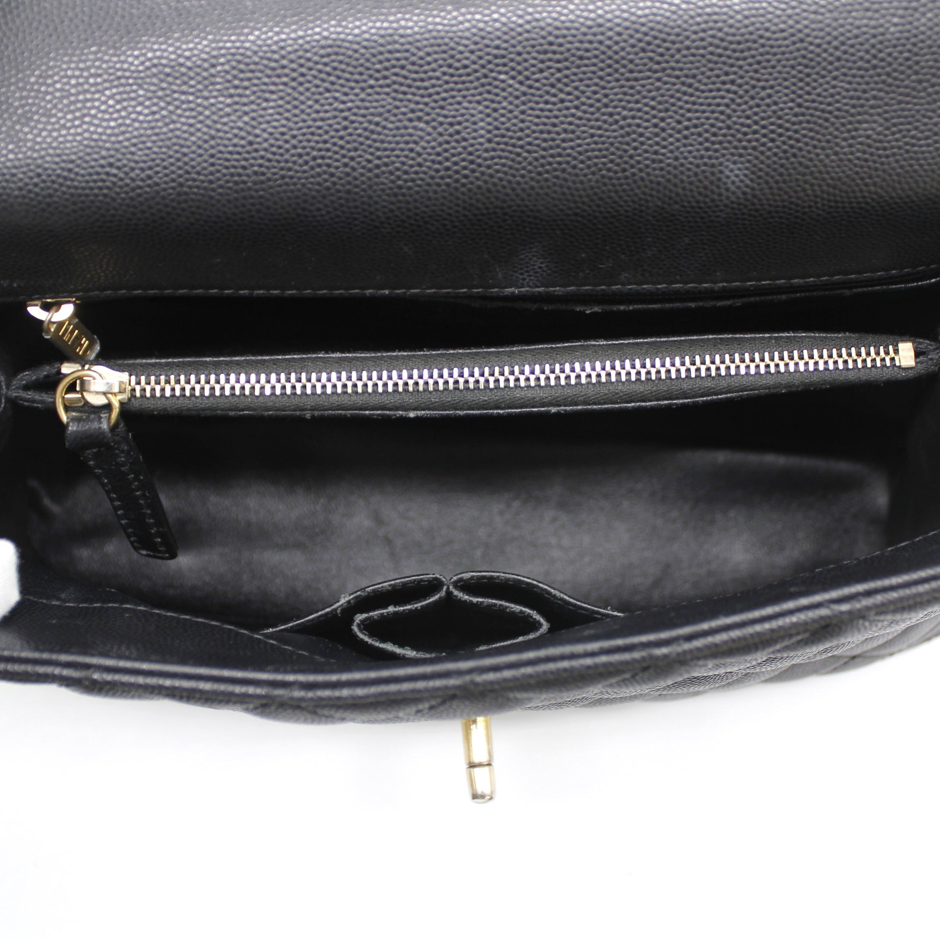 JZC7702 Black Caviar Mini Coco Handle Flap Bag LGHW, Luxury, Bags