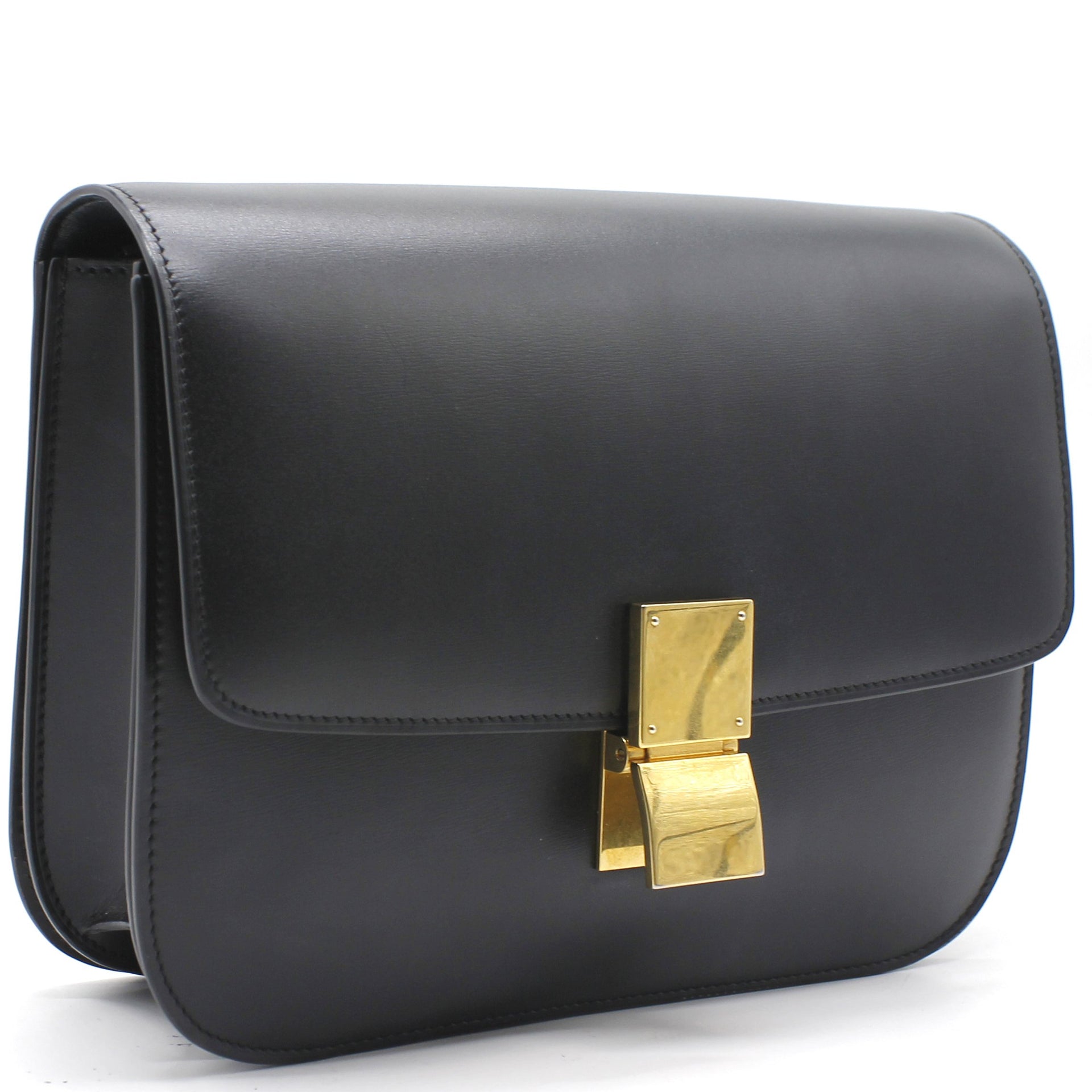 Celine Classic Box Medium Calfskin Leather Crossbody Bag Black