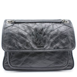 Saint Laurent Niki medium quilted crinkled glossed-leather shoulder bag
