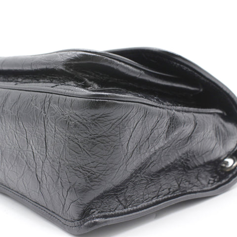 Niki medium quilted crinkled glossed-leather shoulder bag