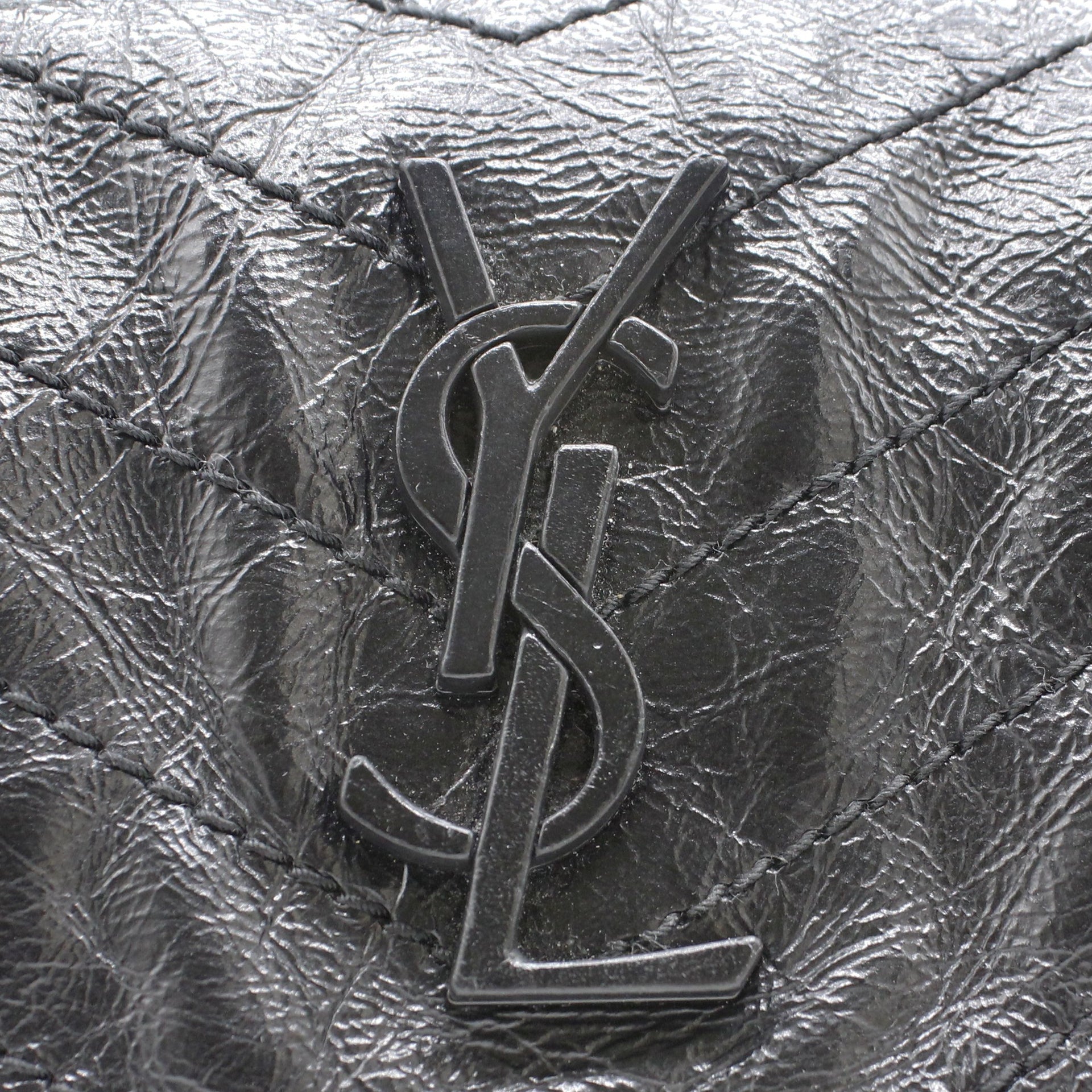 Saint Laurent Niki medium quilted crinkled glossed-leather
