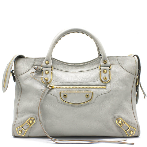 Giant 12 City Leather Tote Grey/Gold
