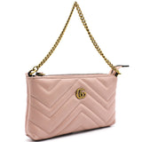 Gucci Calfskin Matelasse Mini GG Marmont Chain Bag Light Pink