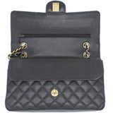 Black Quilted Caviar Leather Classic Double Flap Bag