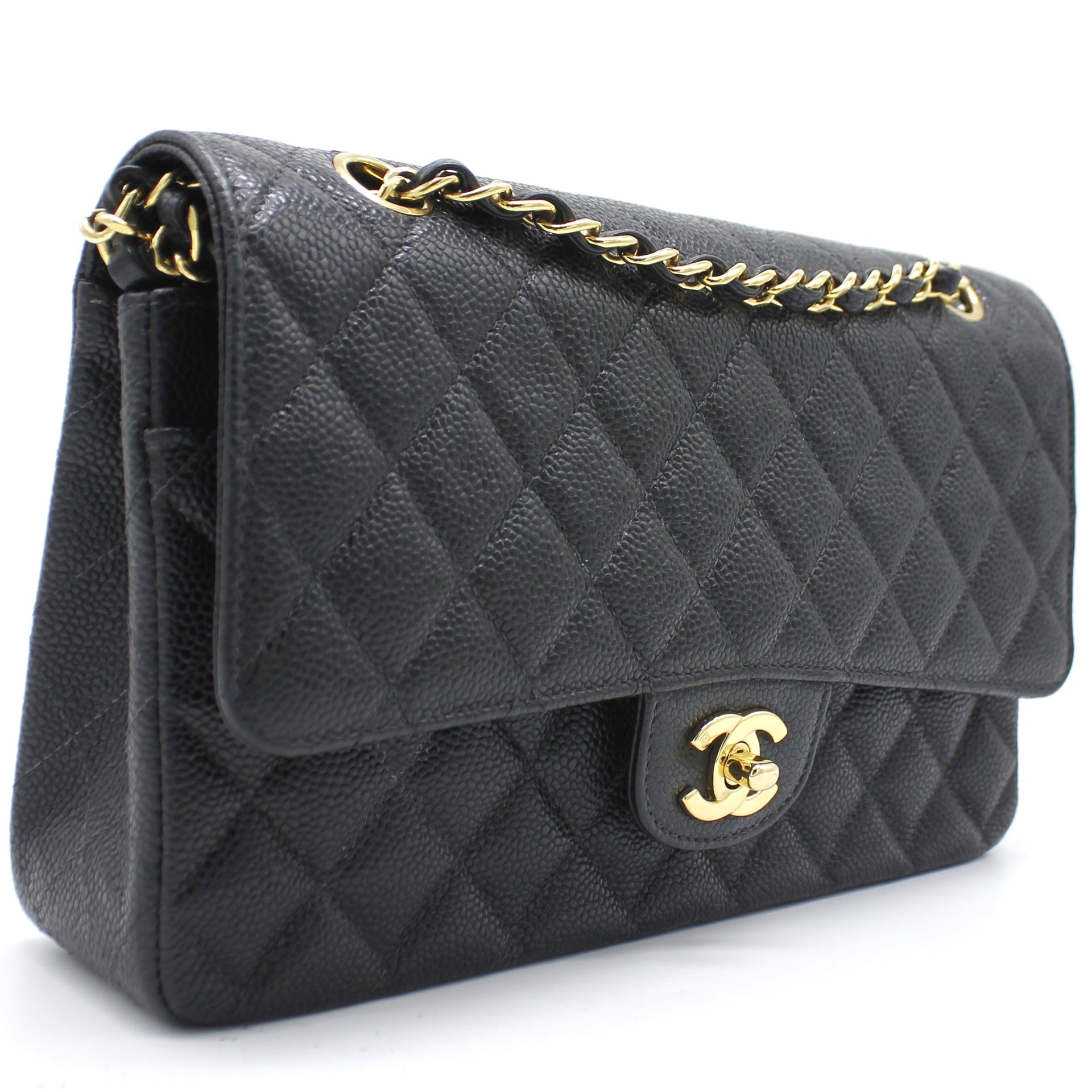 Chanel Vintage Black Caviar Small Classic Double Flap Bag 24k GHW