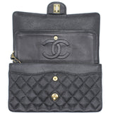 Vintage Black Quilted Caviar Leather Classic Double Flap Bag
