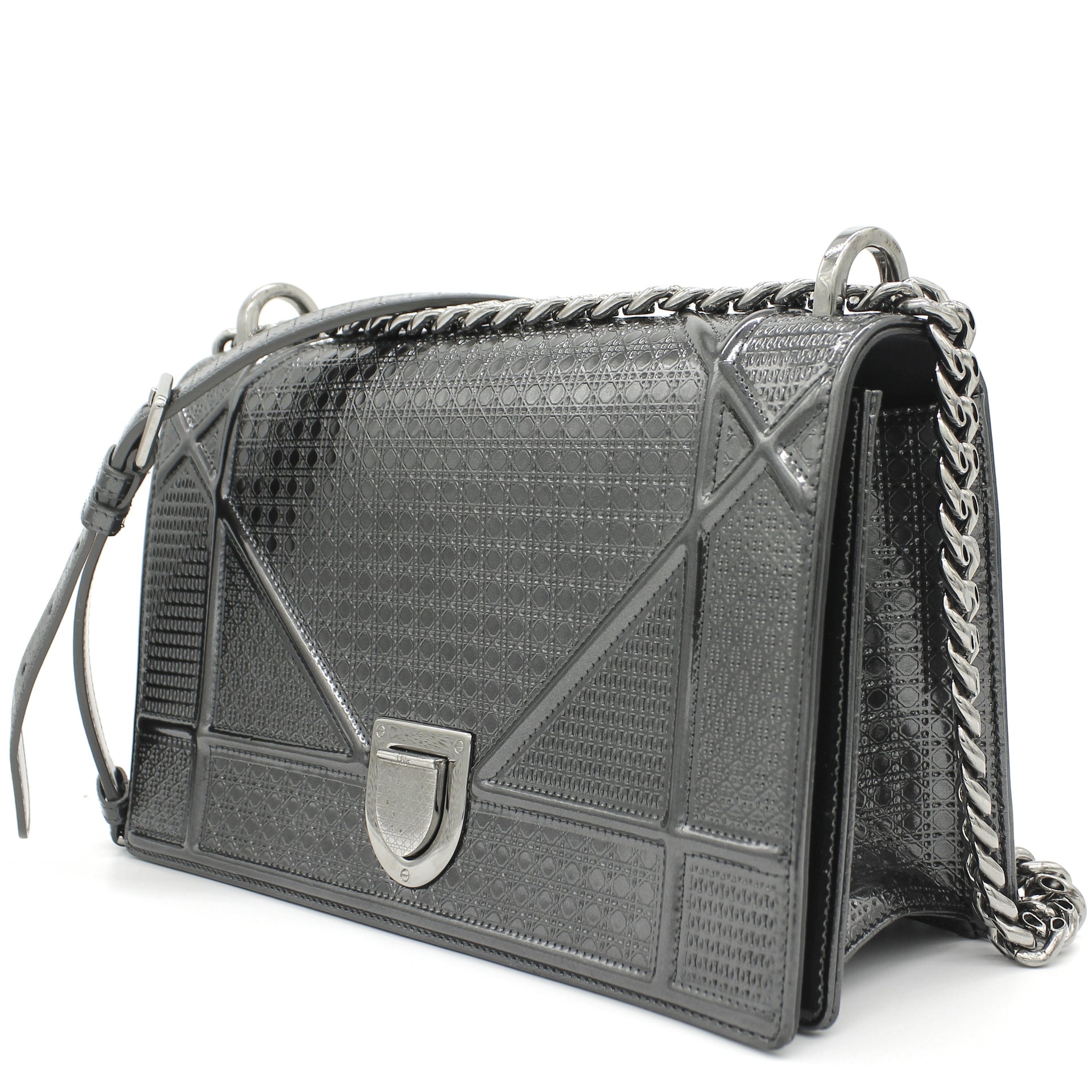 Christian Dior Silver Diorama Micro Cannage Medium Bag – The Closet