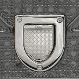 Metallic Calfskin Micro-Cannage Small Diorama Flap Bag Silver