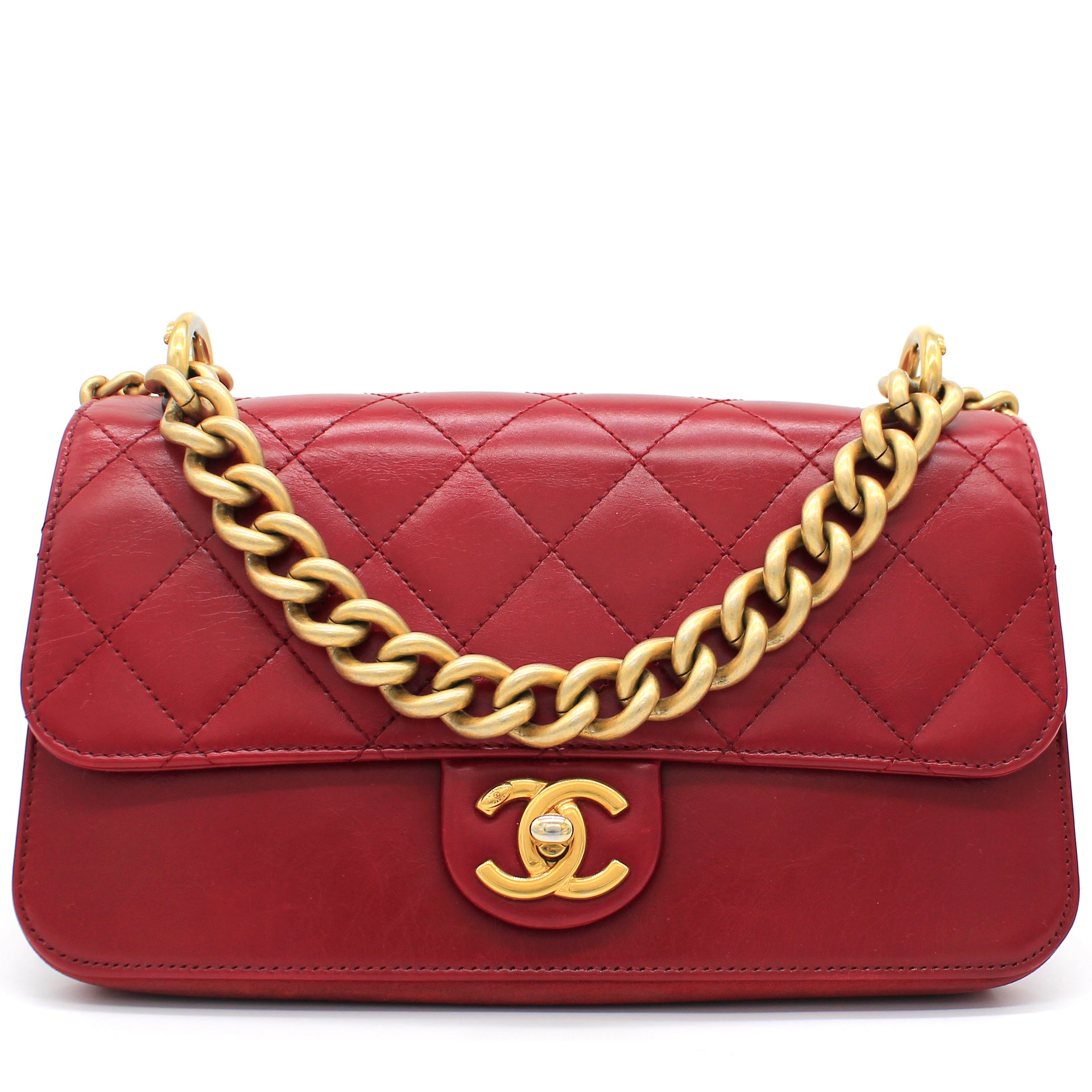 Timeless Chanel Chunky Chain Funky Town Flap Bag. Pink Leather ref.536717 -  Joli Closet