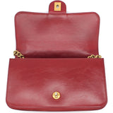 Calfskin Quilted Small Straight Lined Flap Red