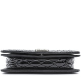 Patent Calfskin Quilted Boy Wallet On Chain WOC Black