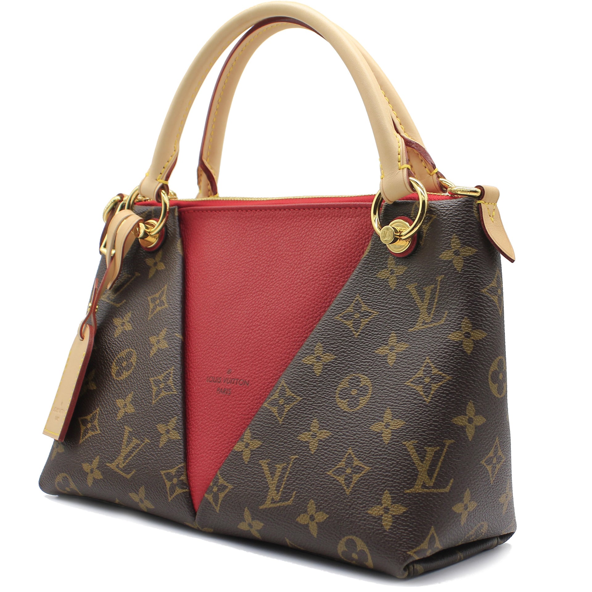 Louis Vuitton Fold Tote Shoulder Bag Monogram Red Brown Cerise