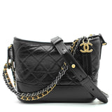 Calfskin Quilted Small Gabrielle Hobo Black
