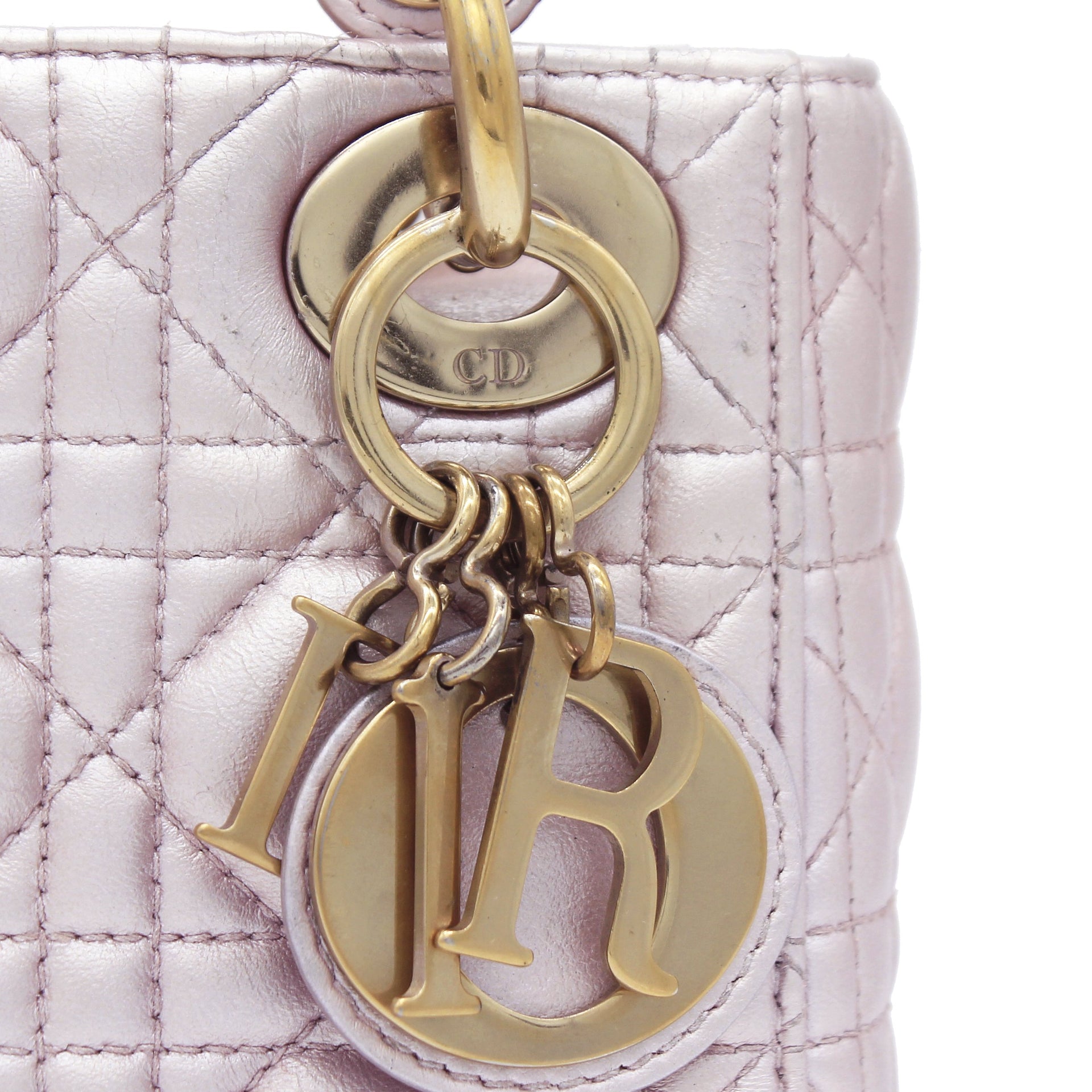 Christian Dior Mini Lady Dior Bag Cannage Lambskin Iridescent Pink