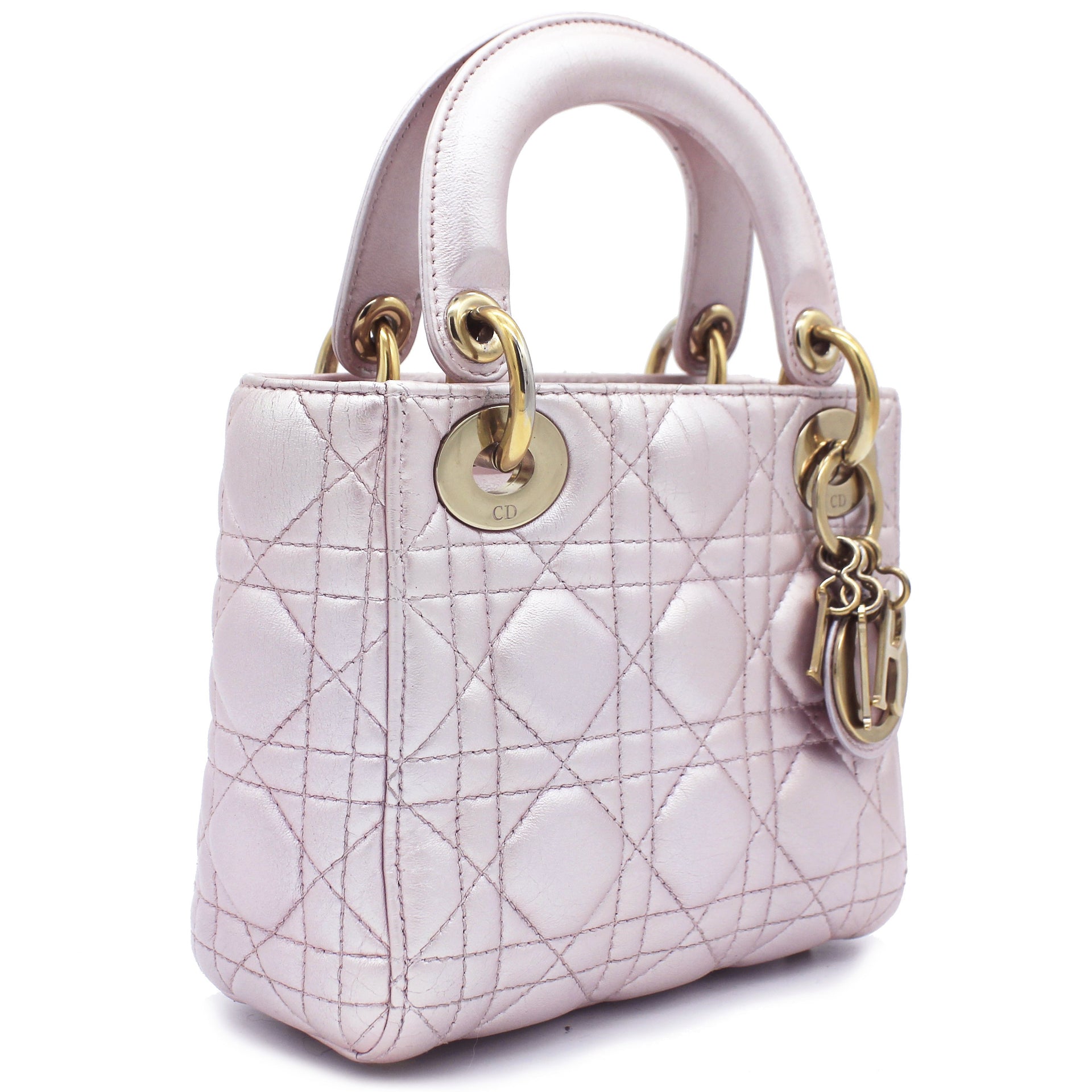 Mini Lady Dior Bag with Chain in Lotus Pearly Lambskin