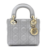 Mini Lady Dior Bag with Chain in Grey Pearly Lambskin