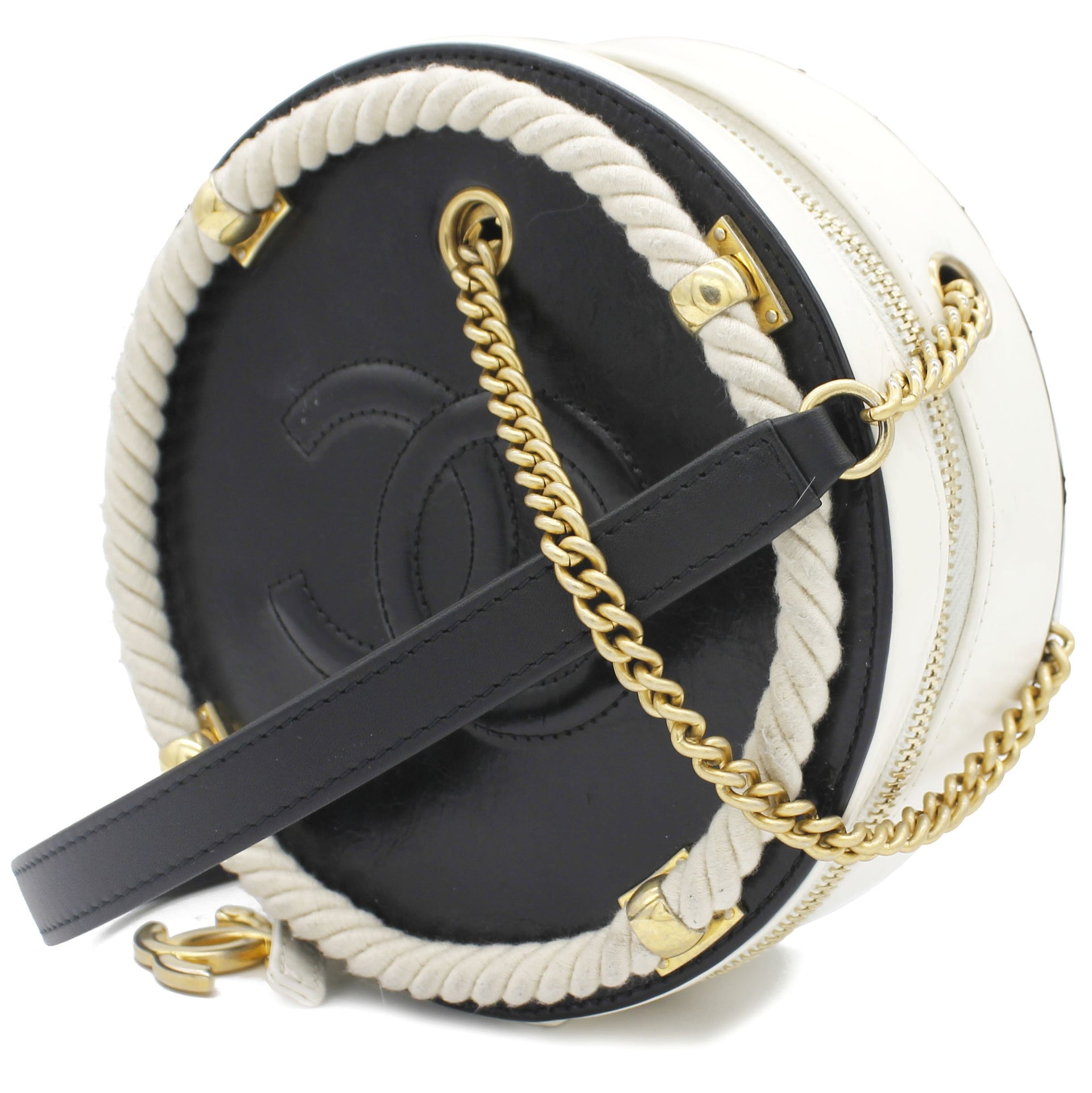 Chanel Crumpled Calfskin Cotton CC Small Round Bag Black – STYLISHTOP