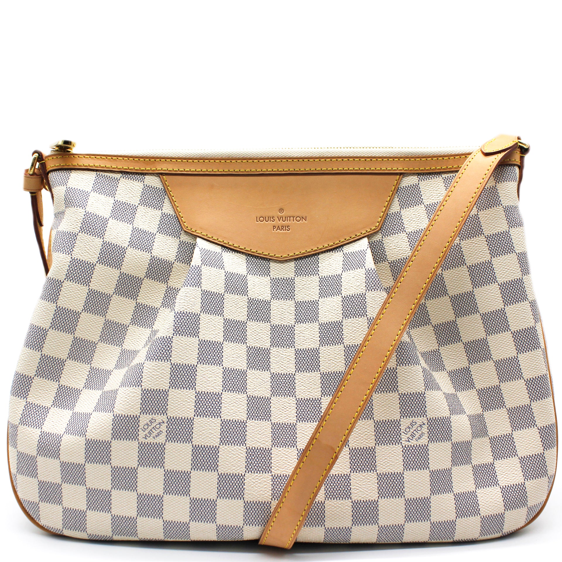 Louis+Vuitton+Siracusa+Shoulder+Bag+PM+White+Leather for sale