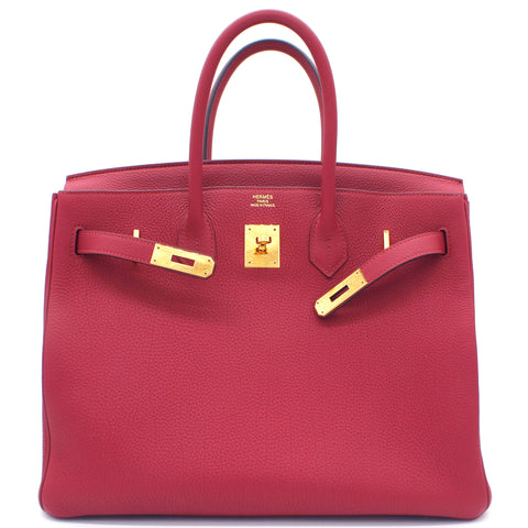 Birkin 35 handbag Rouge Grenade Togo