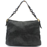Black Iridescent Leather Mama Forever Large Flap Shoulder Bag