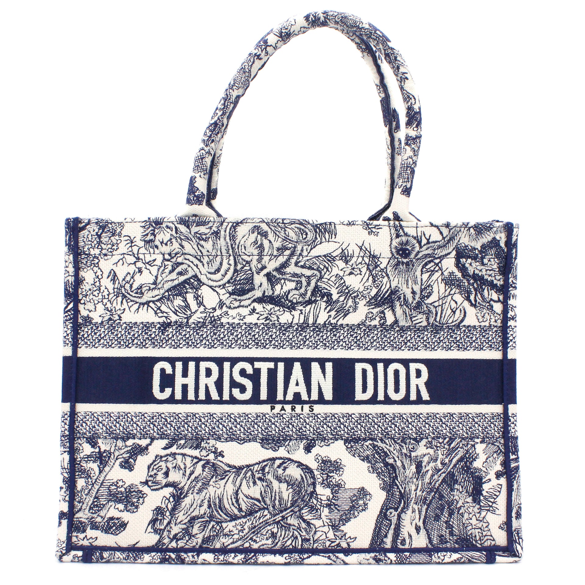 Christian Dior Blue Toile de Jouy Embroidery Booktote Small  STYLISHTOP