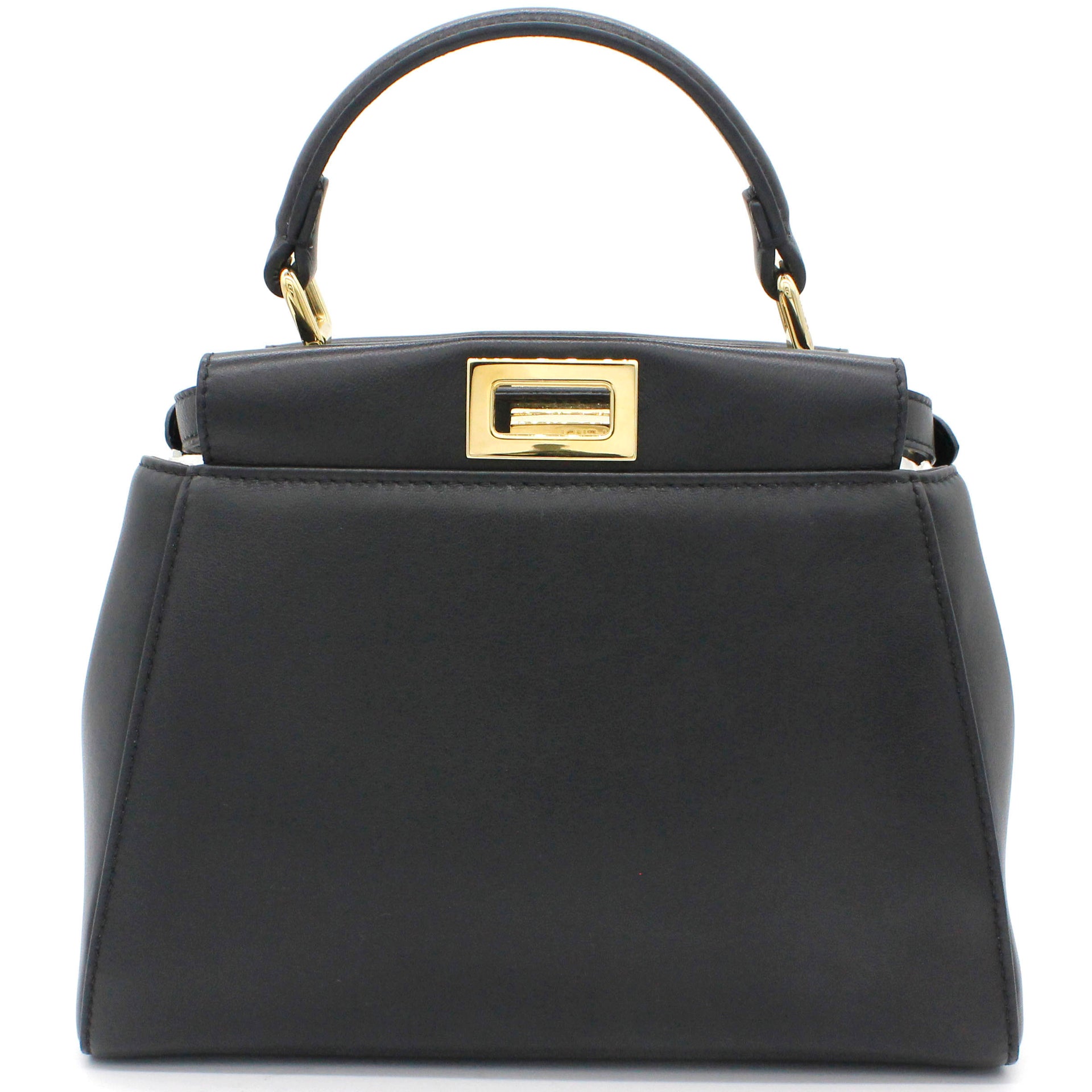 Black Leather Mini Peekaboo Top Handle Bag