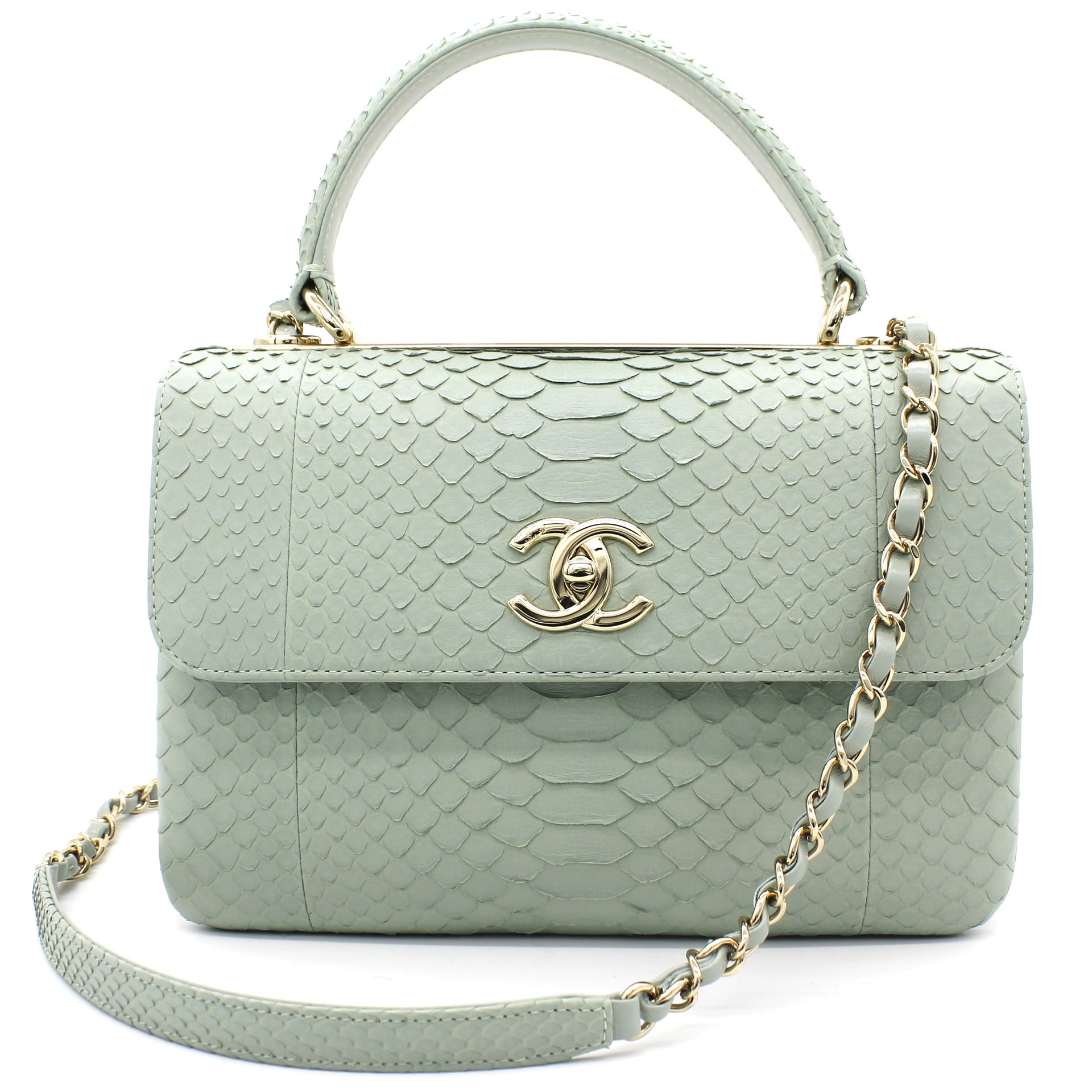 Chanel Snack skin Small Trendy CC Flap Dual Handle Bag Light Green –  STYLISHTOP