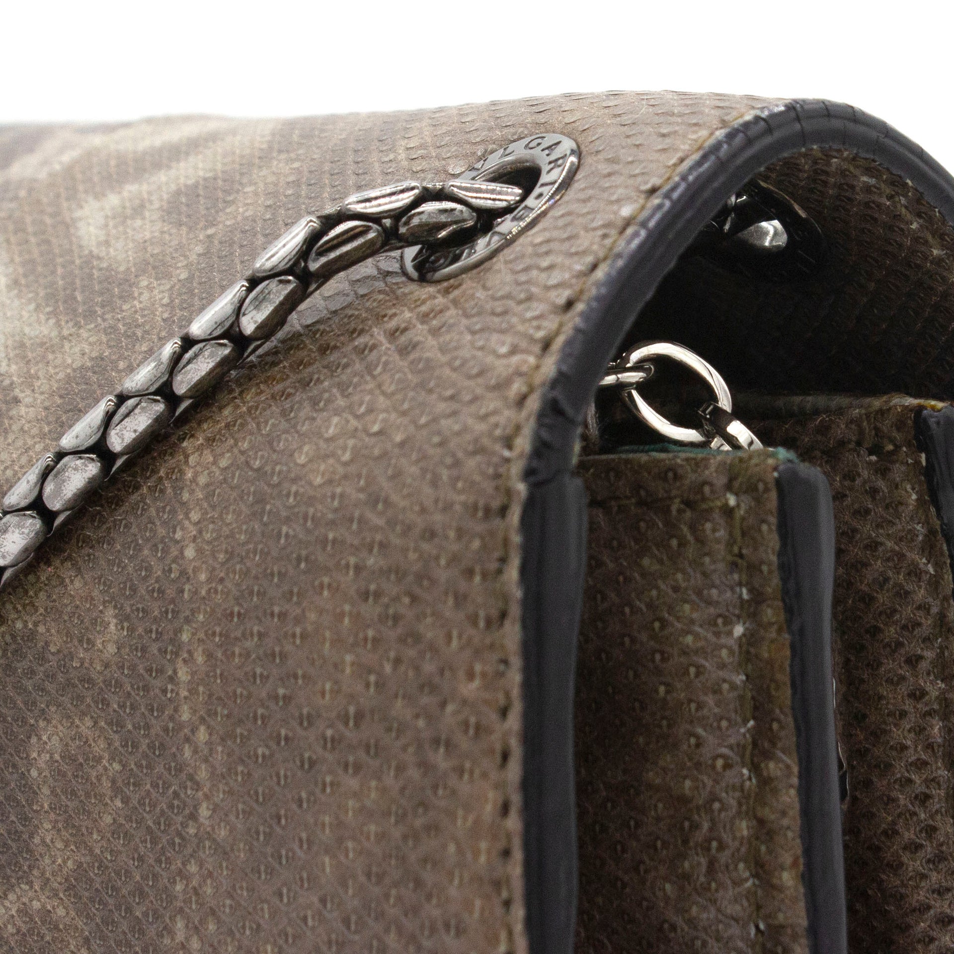 Brown/Beige Python Medium Serpenti Flap Shoulder Bag