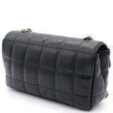 Square Quilted Chocolate Bar Mini Flap Black