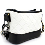 Calfskin Quilted Small Gabrielle Hobo Black White