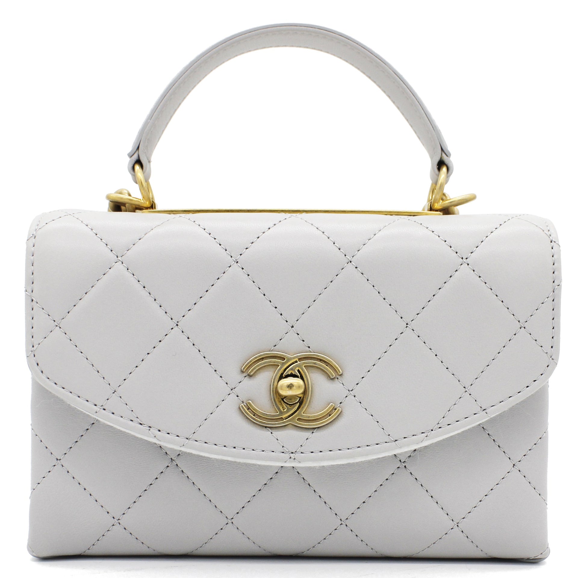 Quilted Lambskin Top Handle Flap Bag