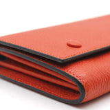 Calfskin Large Multifunction Flap Wallet Orange