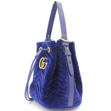 Velvet Matelasse GG Marmont Bucket Bag Blue