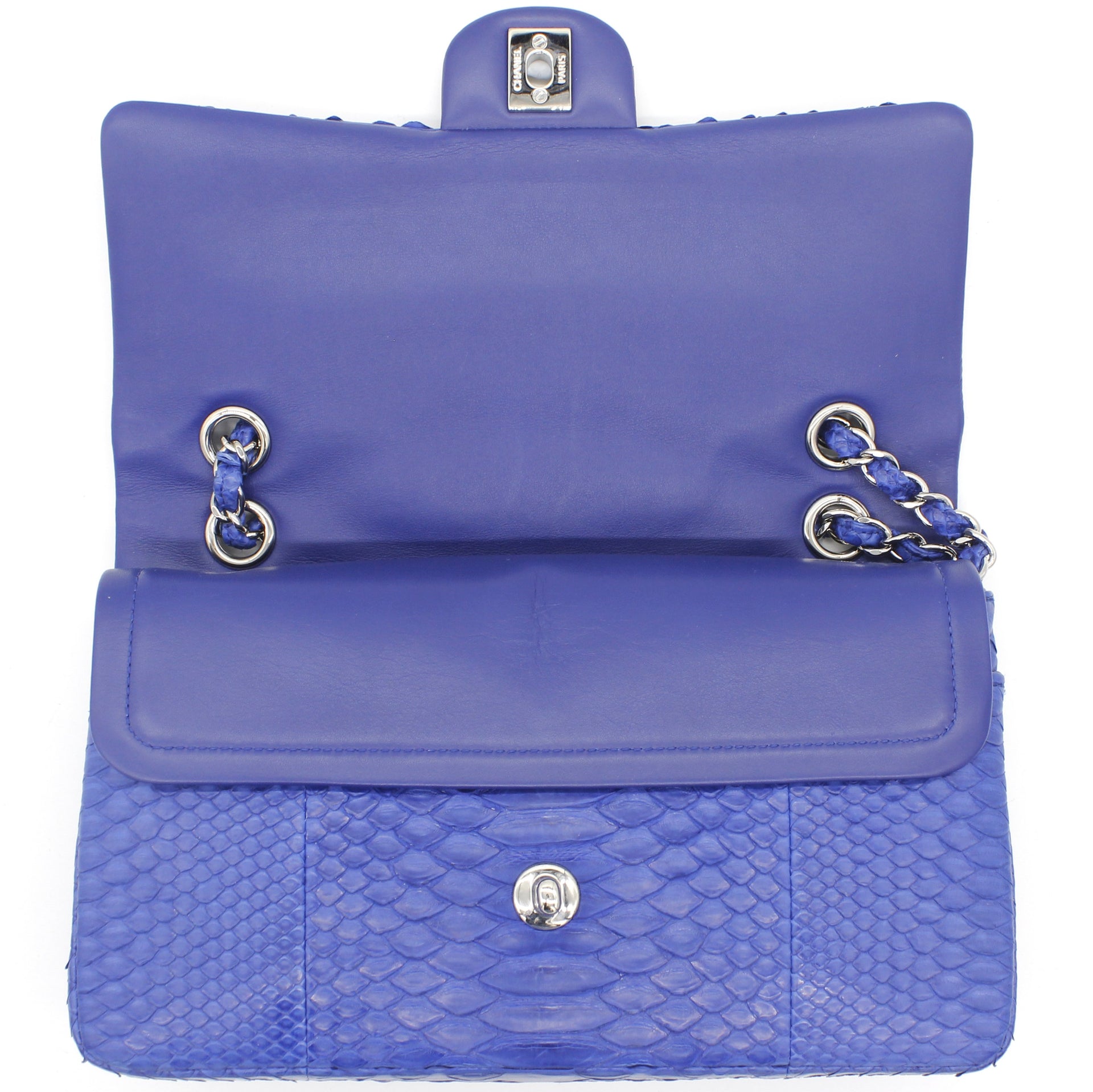 Blue Snack Leather Classic Double Flap Bag