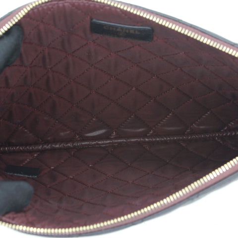 Black Quilted Lambskin Leather Pouch