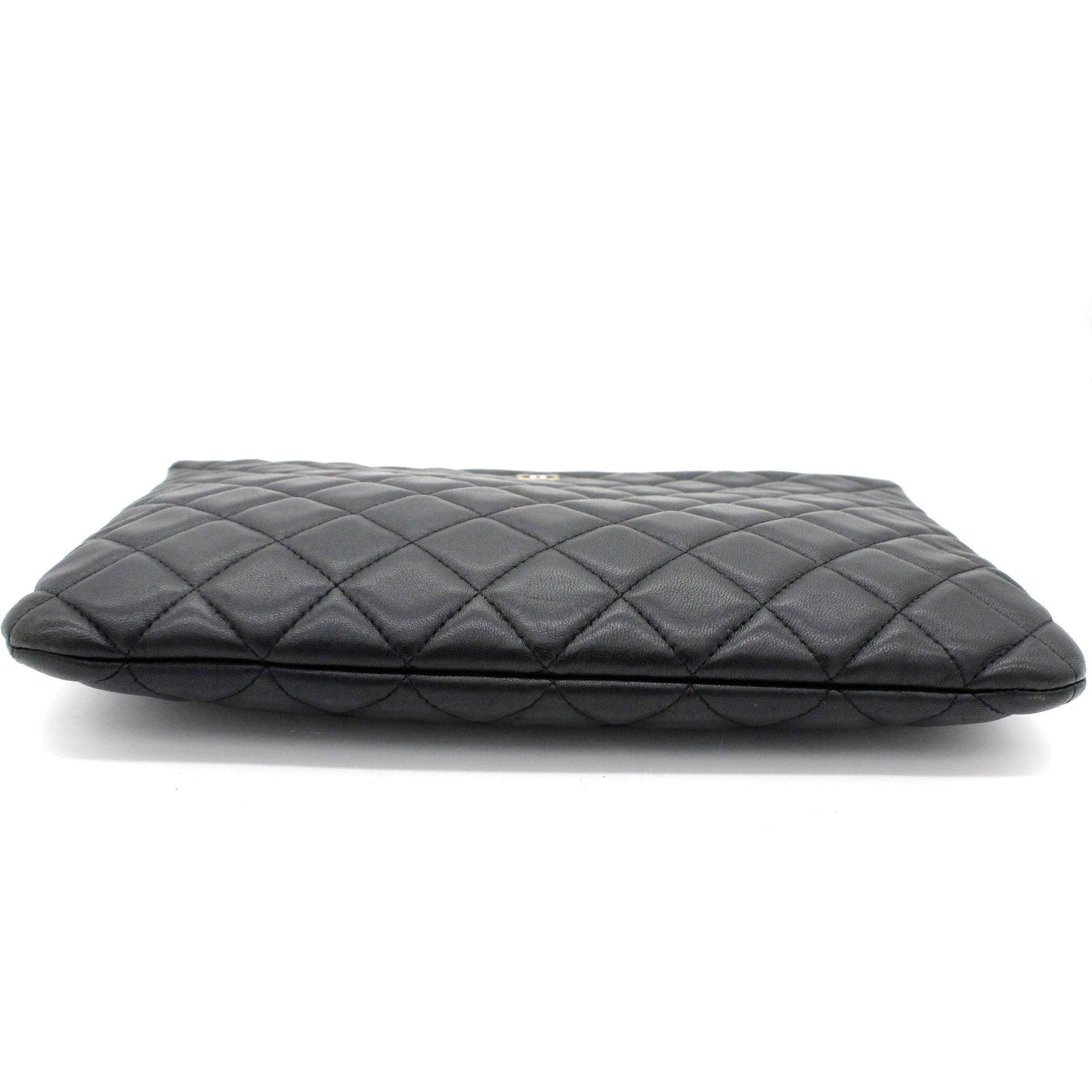 Black Quilted Lambskin Leather Pouch