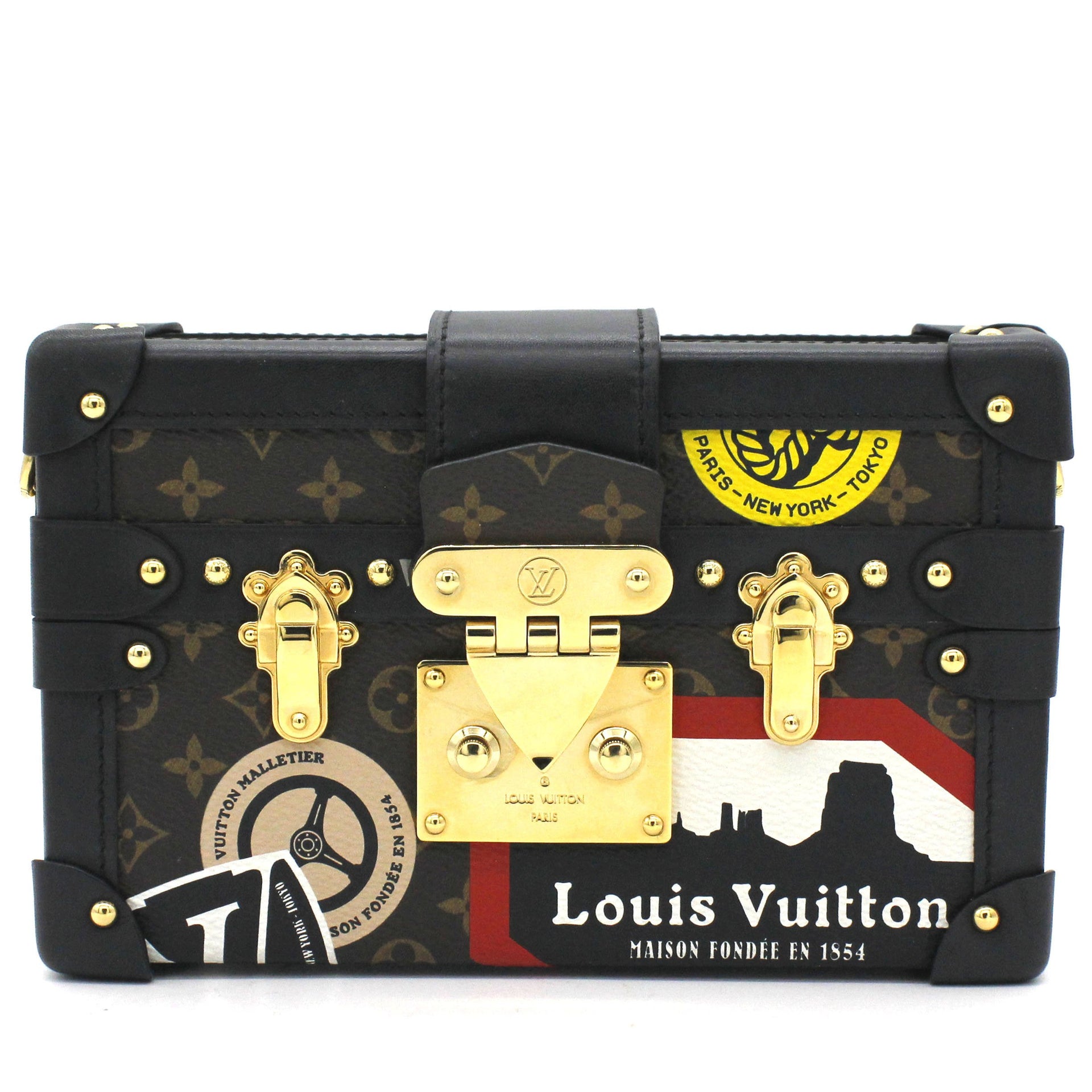 LOUIS VUITTON Petite Malle Soft Black/Red Shoulder Bag - Reems Closet