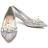 Pearl Embellished Pointed Toe Pumps 37.5