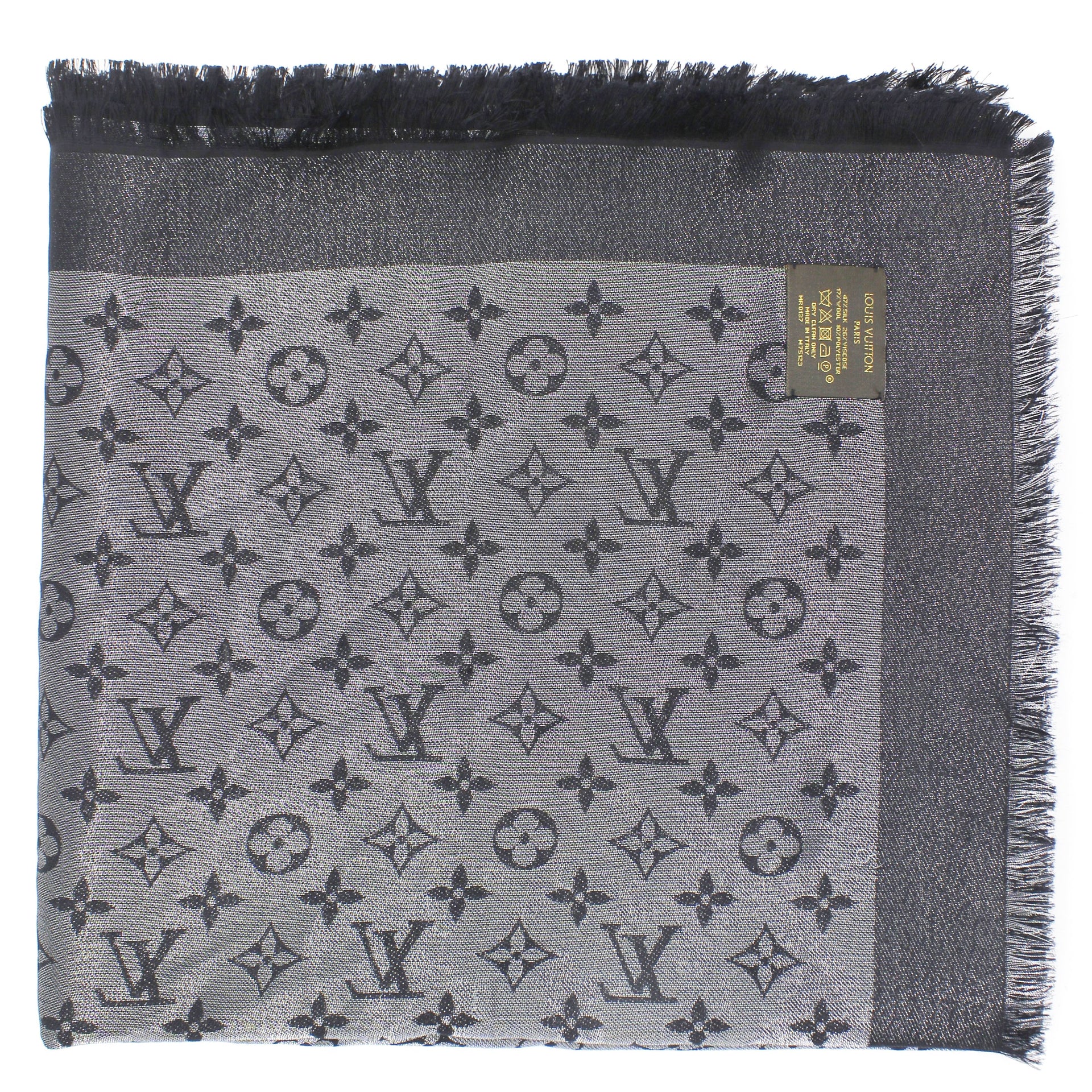 Louis Vuitton Black, Pattern Print Monogram New Denim Silk Bandeau