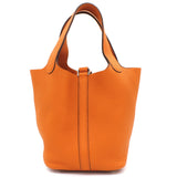 "Picotin Lock" Bag in Orange Clemence Leather