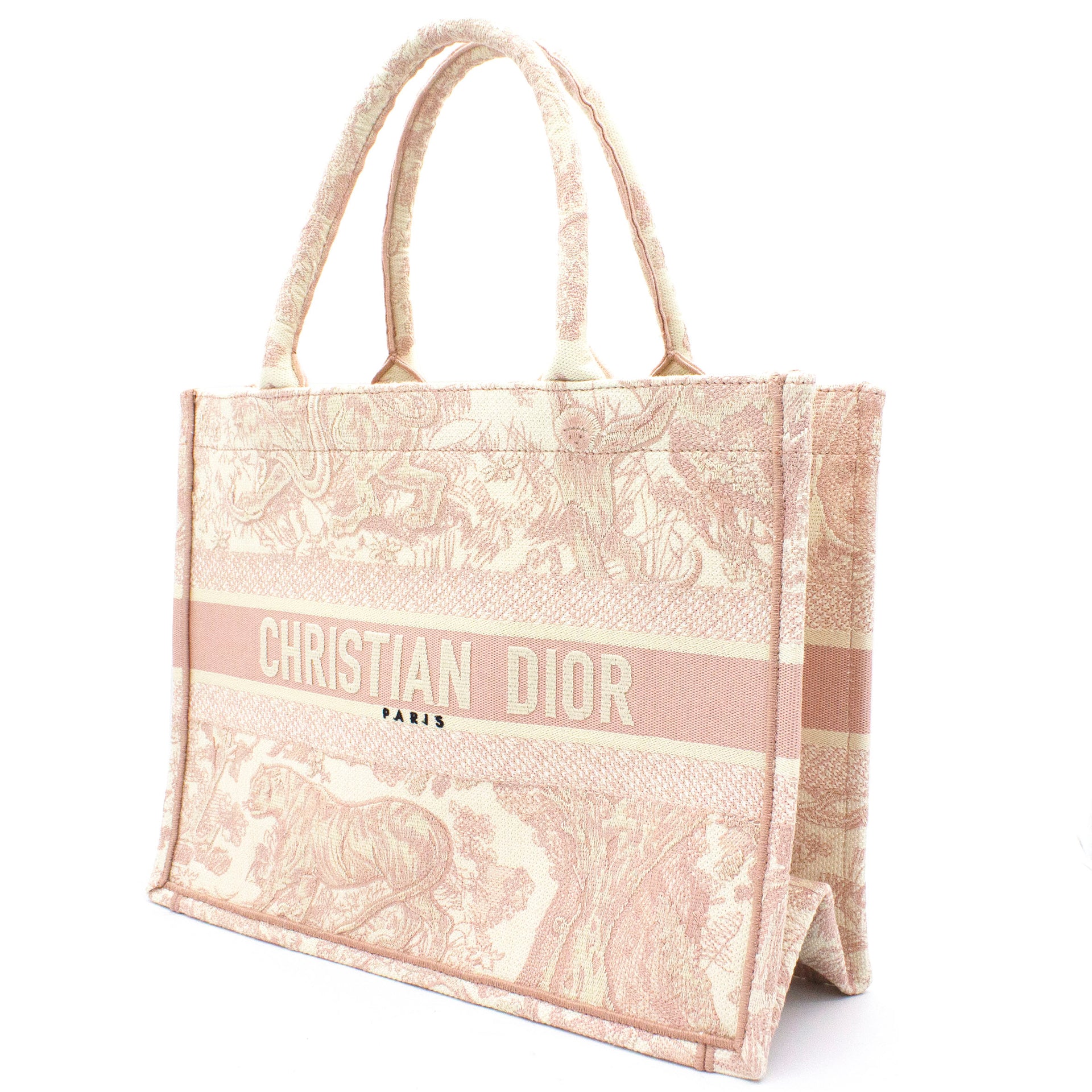 Pink Toile de Jouy Embroidery Booktote Small