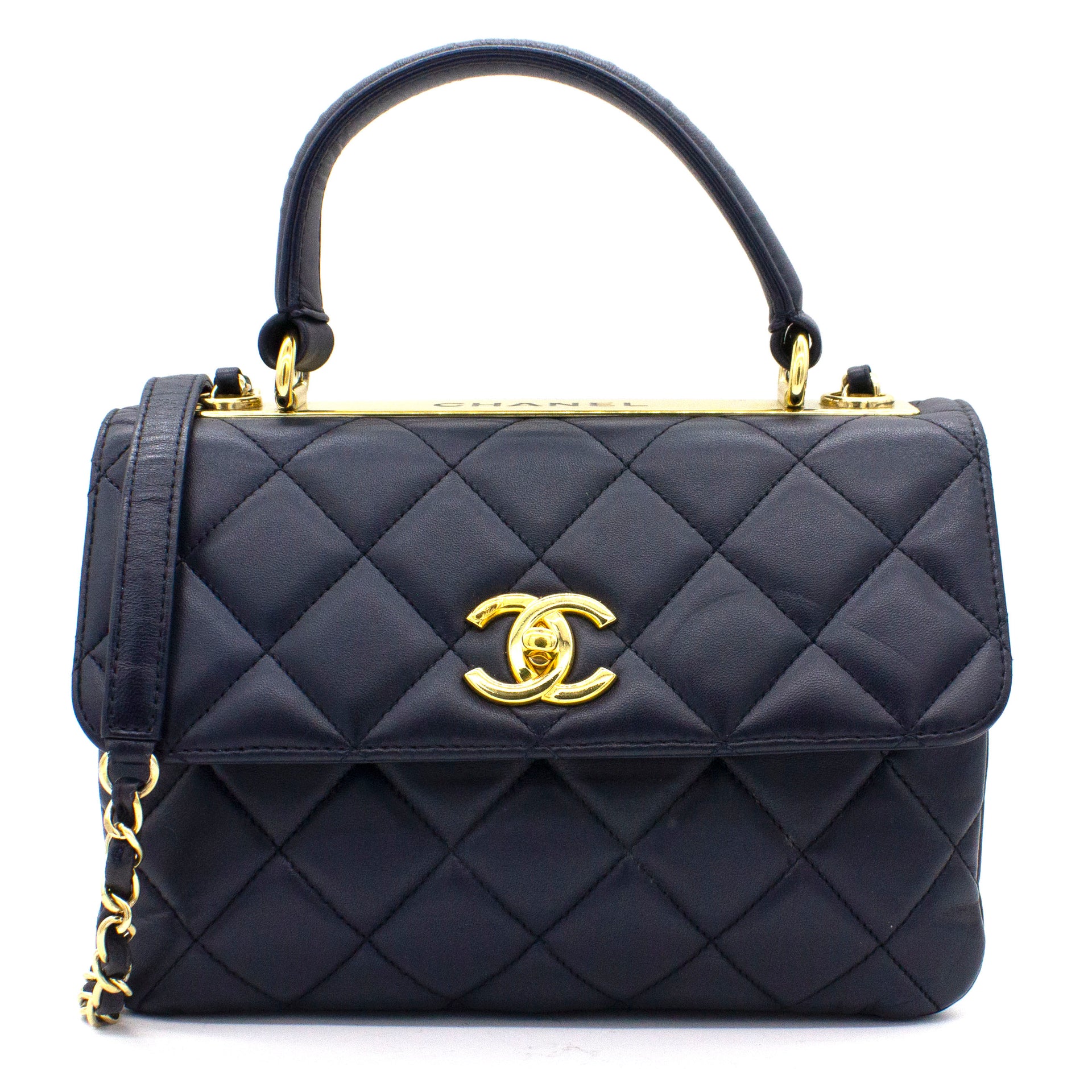 Chanel Black Quilted Lambskin Leather Small Trendy CC Flap Top Handle Bag  Chanel