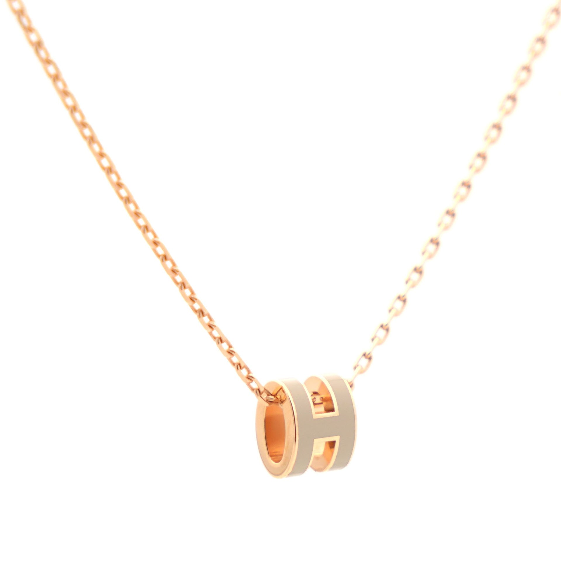 Pop H Mini Grey Glace Lacquer Rose Gold Plated Pendant