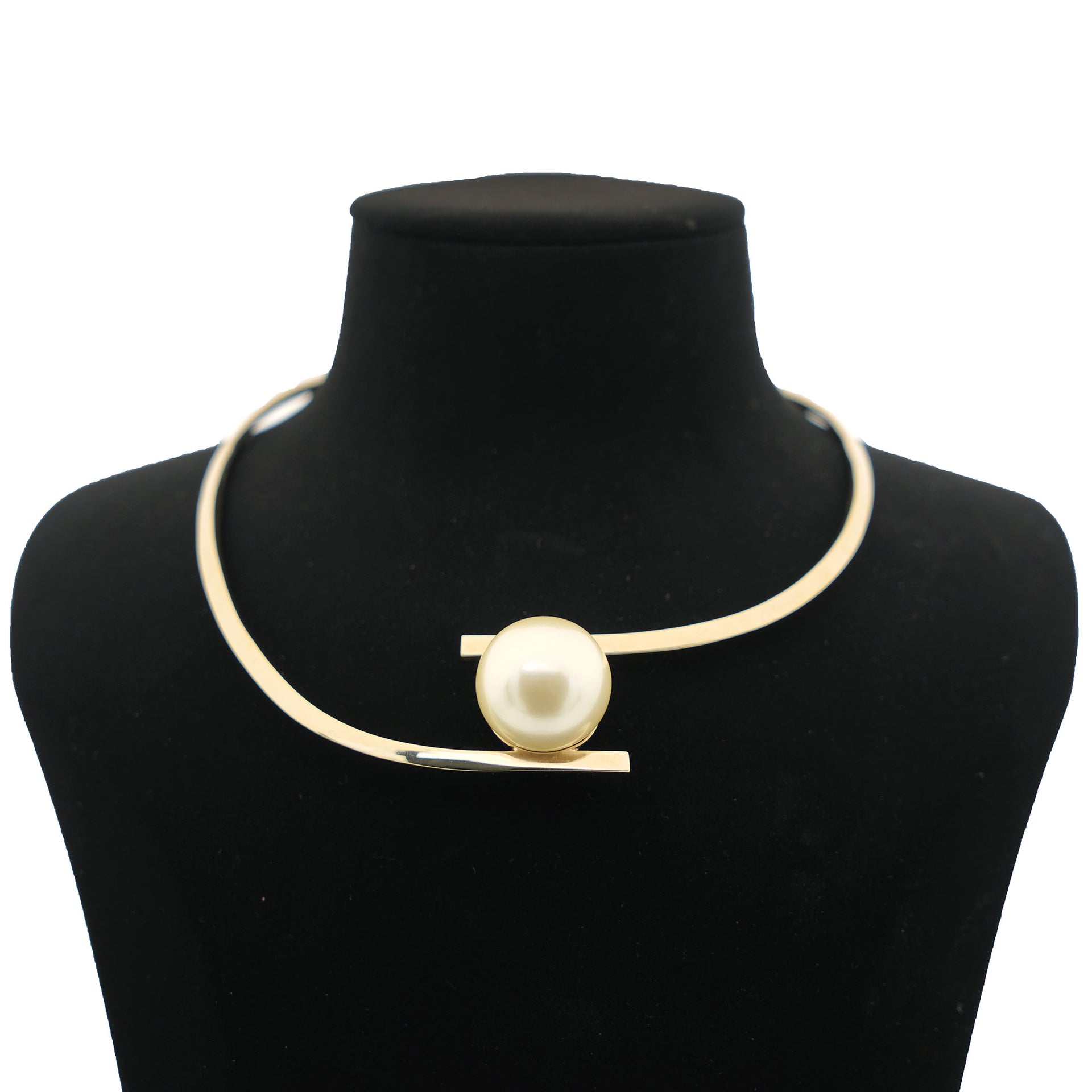 Gold-Tone Pearl Choker Necklace